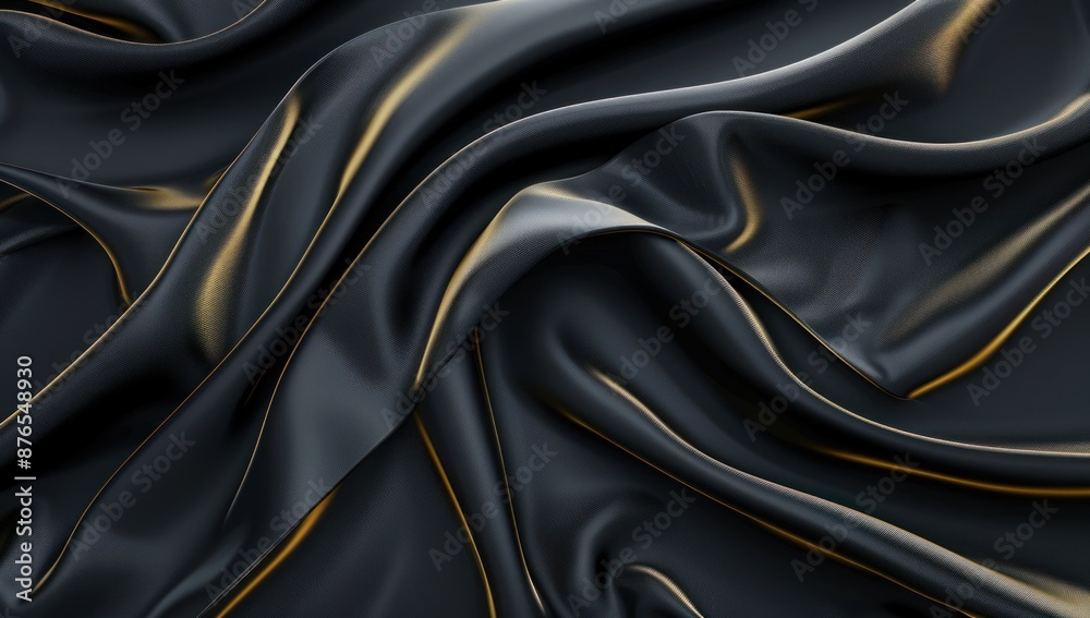 Fototapeta premium Abstract Draped Black and Gold Silk Fabric