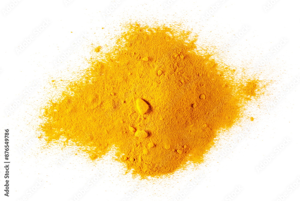 Obraz premium Turmeric powder isolated on white background, top view 