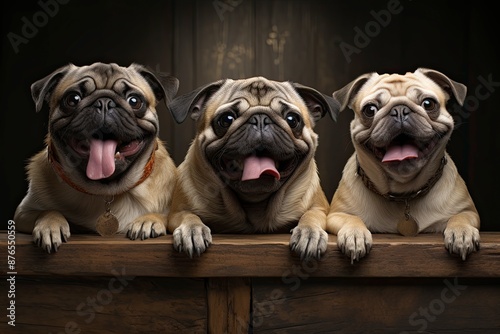 A trio of funny flying dag grump