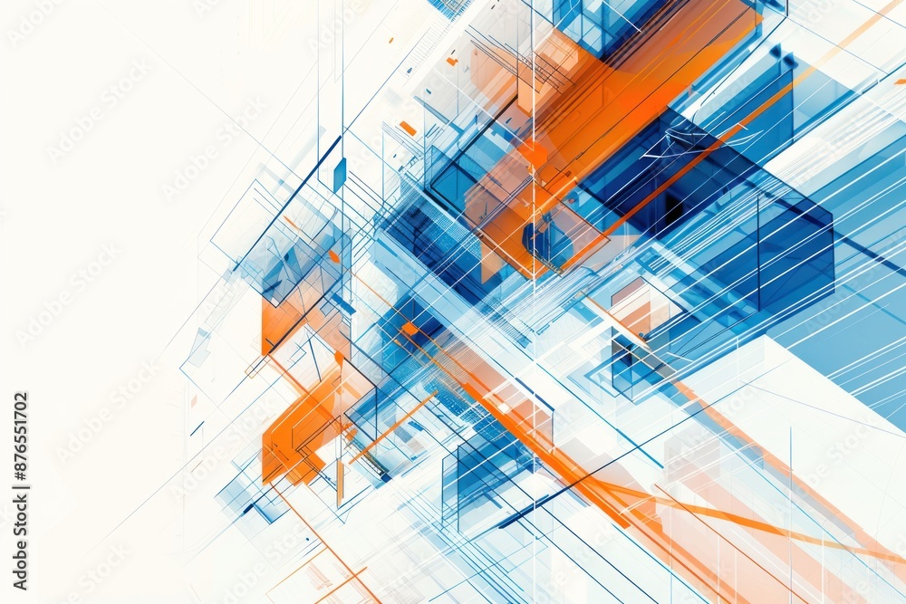 Fototapeta premium Abstract Geometric Composition with Orange and Blue