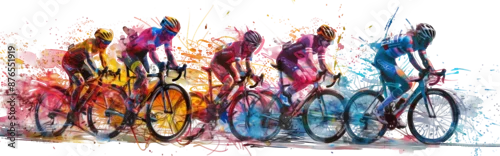 Panel kuchenny z motywem Watercolor sketch of colorful bicycle race isolated on transparent background