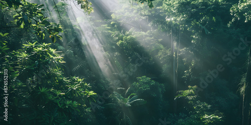 Floresta Verdejante com Luz Solar entre as Folhas