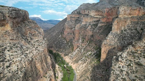 Shell Canyon in the Bighorn Mountains - Aerial 4K stock drone video of rocky canyon in eastern Wyoming
