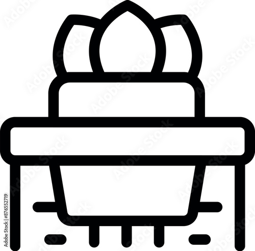Line icon of a plant in a pot being monitored by a smart farm system