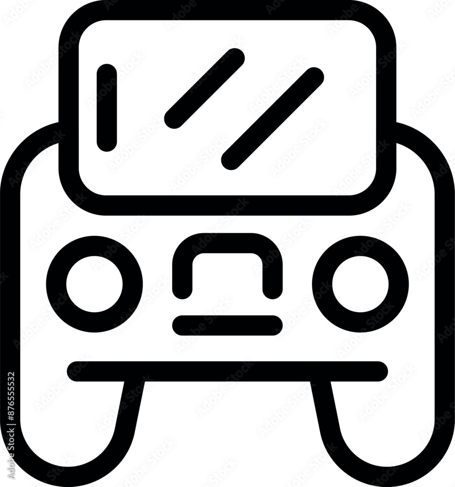 Line icon of a drone remote control, enabling live video feed and first person view piloting Line icon of a drone remote control, enabling live video feed and first person view piloting