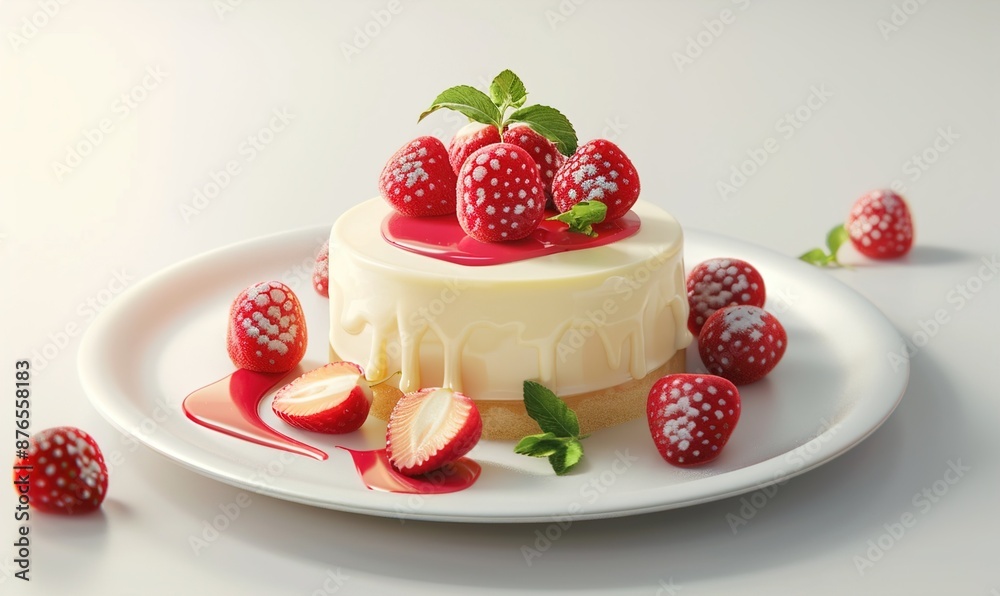 Sweet Bread Cake Topped with Strawberries with Tropical Fruit Decoration Sprinkles Generate AI Sweet Bread Cake Topped with Strawberries with Tropical Fruit Decoration Sprinkles Generate AI