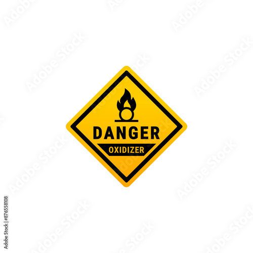 Oxidizer danger or Oxidizer warning label vector isolated. Best Oxidizer danger label for caution sign on your product.