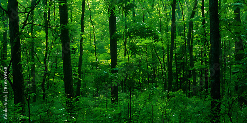 Tapeçaria de Árvores Verdes em uma Floresta Densa