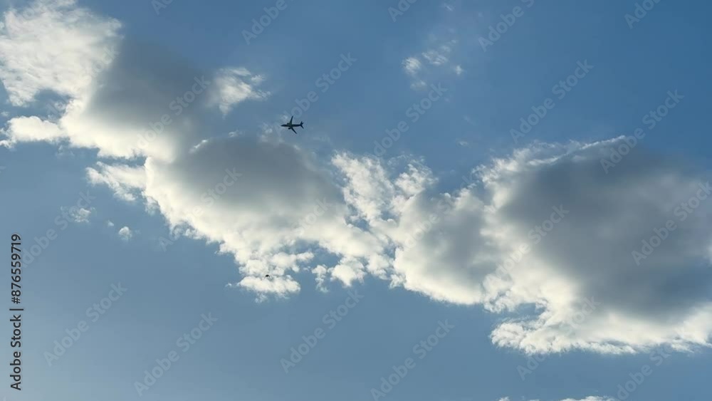 Airplane, taking off, flying through the clouds Airplane, taking off, flying through the clouds