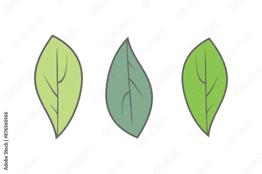 Set of 3 green leaf icons in vector Set of 3 green leaf icons in vector