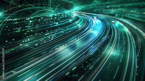Wallpaper Mural Big Data Technology Track. High Speed ​​Light Path. Digital Data Flow Background. Torontodigital.ca