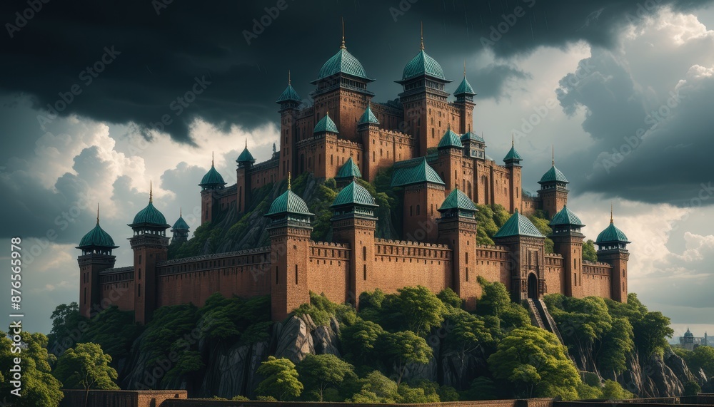 Fototapeta premium Majestic Castle on a Mountaintop.