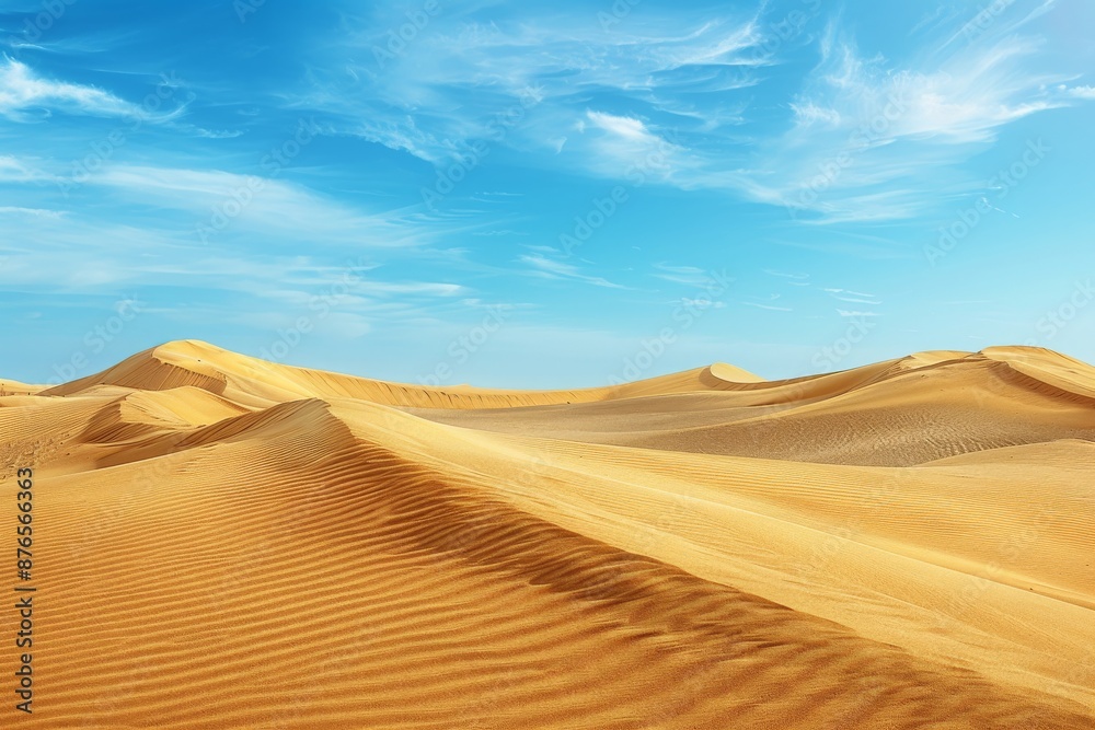 Desert Landscape with Blue Sky and White Clouds Desert Landscape with Blue Sky and White Clouds