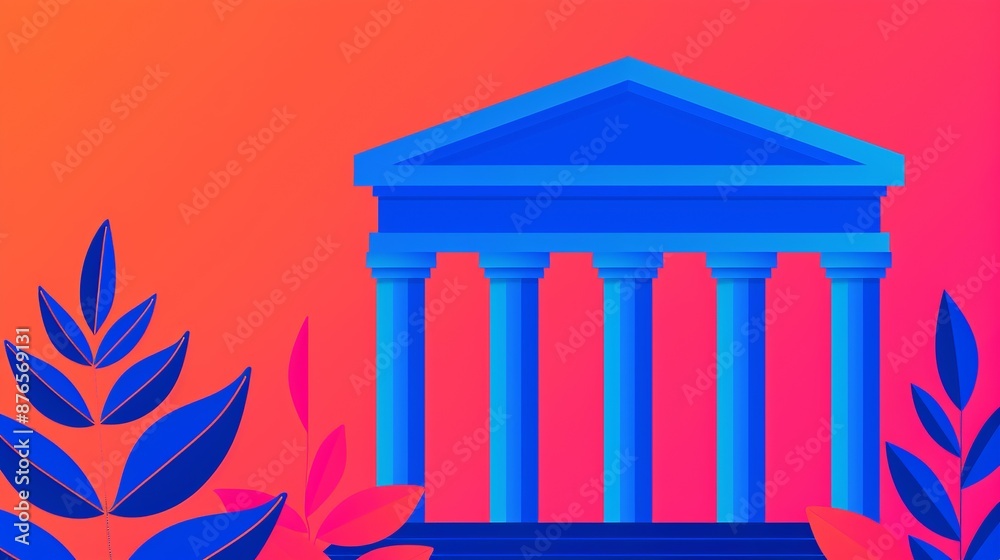 Fototapeta premium Fintech innovations transforming financial services with digital banking, investing, and payments solutions, enhancing accessibility and efficiency. Background Illustration, Bright color tones, ,