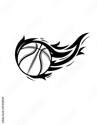 Flaming Basketball | Ball Life | Sports | Indoor Court Games | Indoor Court Games | Flames | Fire Ball | Original Illustration | Vector and Clipart | Cutfifle and Stencil