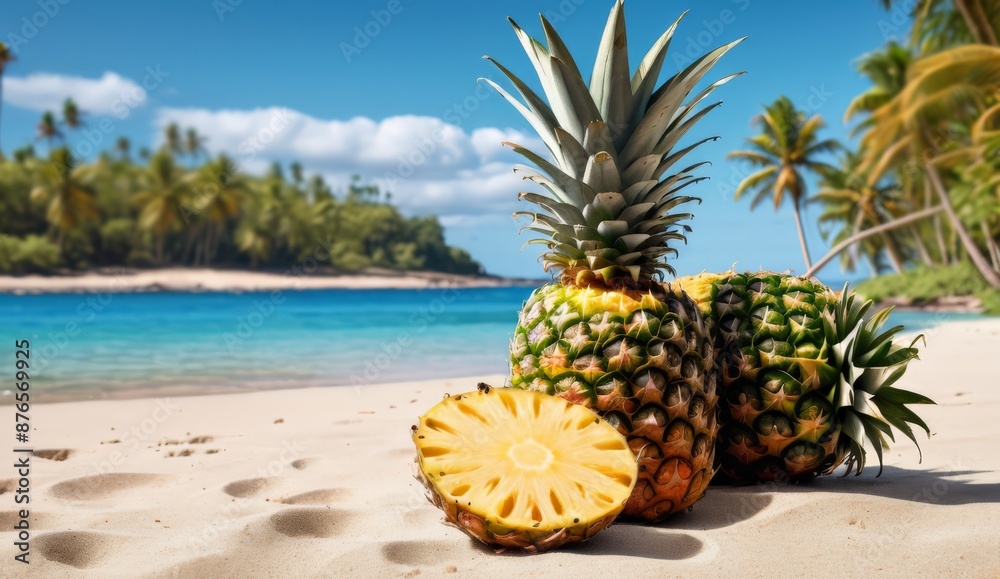 ipe pineapple on the sand of a tropical beach ipe pineapple on the sand of a tropical beach