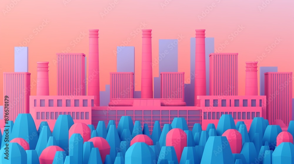 Obraz premium Additive manufacturing producing complex and lightweight components with reduced waste and material costs enhancing efficiency and innovation in production Background Illustration, Bright color