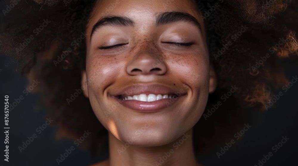 Closeup of a person expressing happiness with realistic skin tones, deep depth of field, 8k resolution, focus covering all objects, stunning photography Closeup of a person expressing happiness with realistic skin tones, deep depth of field, 8k resolution, focus covering all objects, stunning photography