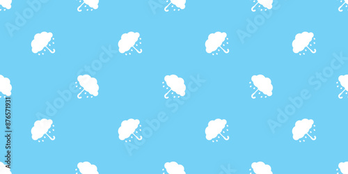 umbrella seamless pattern cloud rain blue sky vector cartoon doodle tile background gift wrapping paper repeat wallpaper illustration design