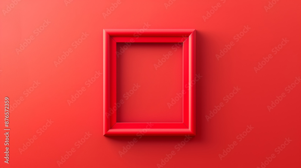 3D illustration of a red picture frame on a red background. 3D illustration of a red picture frame on a red background.