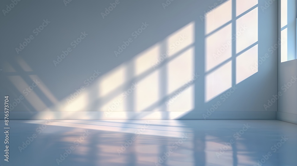 Obraz premium Abstract architecture shadow and lights in office room on white wall from window. 