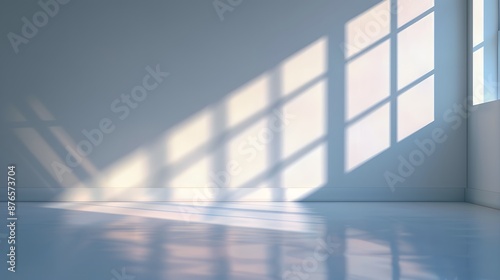 Abstract architecture shadow and lights in office room on white wall from window. 