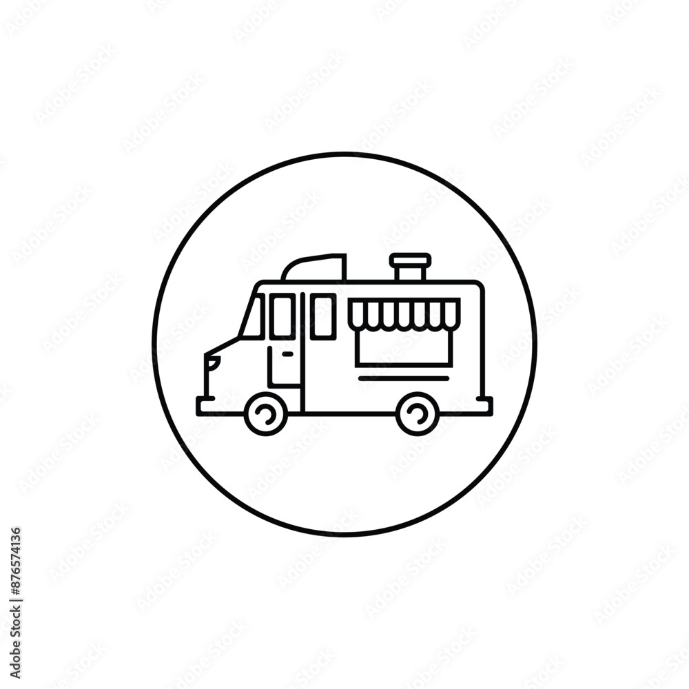 food truck icon set, outline design with circle frame, editable vector eps 10. food truck icon set, outline design with circle frame, editable vector eps 10.