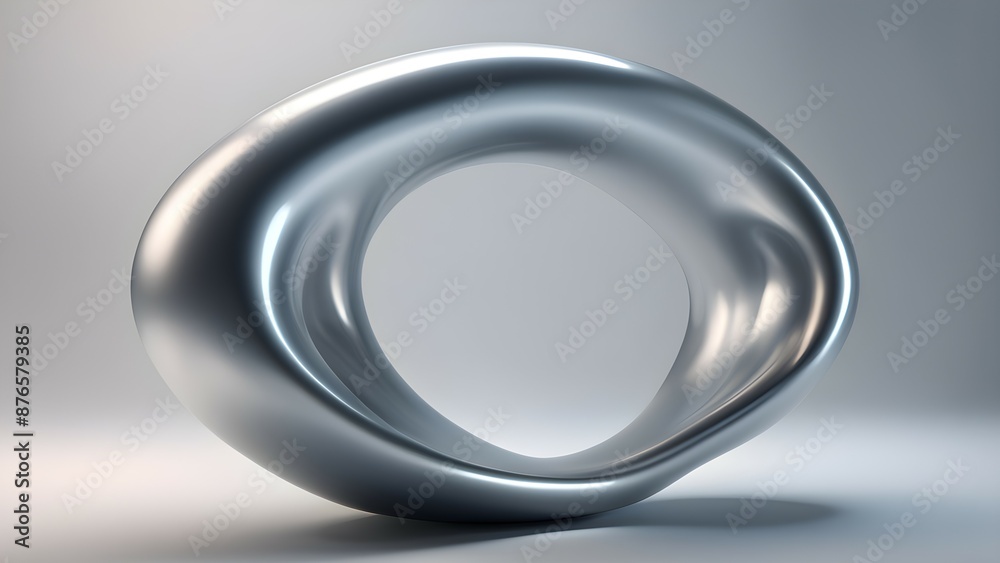 Silver metallic torus sculpture on a white background Silver metallic torus sculpture on a white background