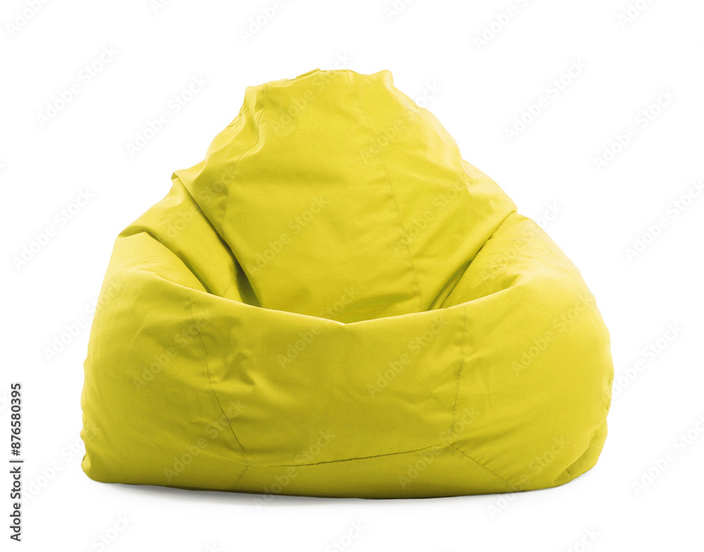 One yellow bean bag chair isolated on white One yellow bean bag chair isolated on white