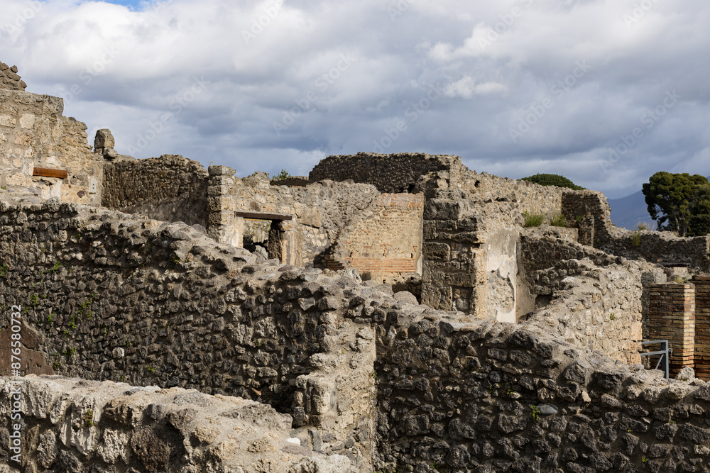 Ruins of houses in the ancient city of Pompeii.