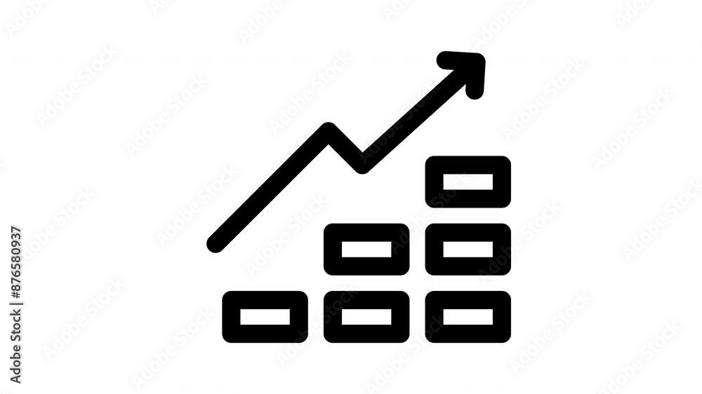 Animated Revenue Icon in Line Style with Alpha Channel. Perfect for Project and Presentations