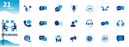 Icon speaking. Set of icons for conversation, chat, communication, language, artificial intelligence,...