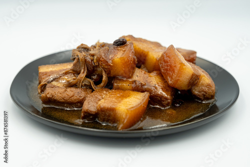 Philippine Top Dish which is the Pork Adobo. This is a bisaya sweet version which is the Pork Humba with Tausi beans and Banana Blossom photo