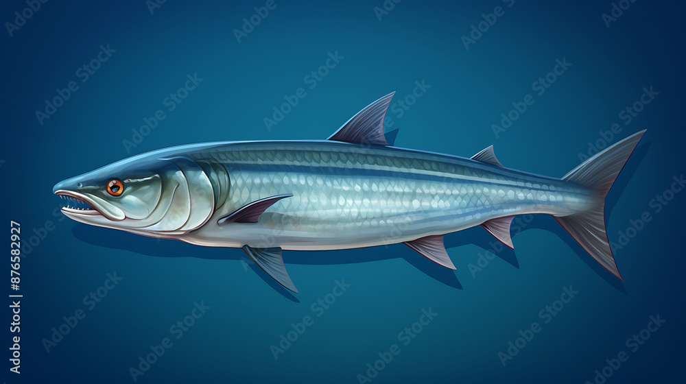 A realistic illustration of a silver fish with blue and red tones swimming in a deep blue ocean, perfect for marine life and underwater concepts. A realistic illustration of a silver fish with blue and red tones swimming in a deep blue ocean, perfect for marine life and underwater concepts.