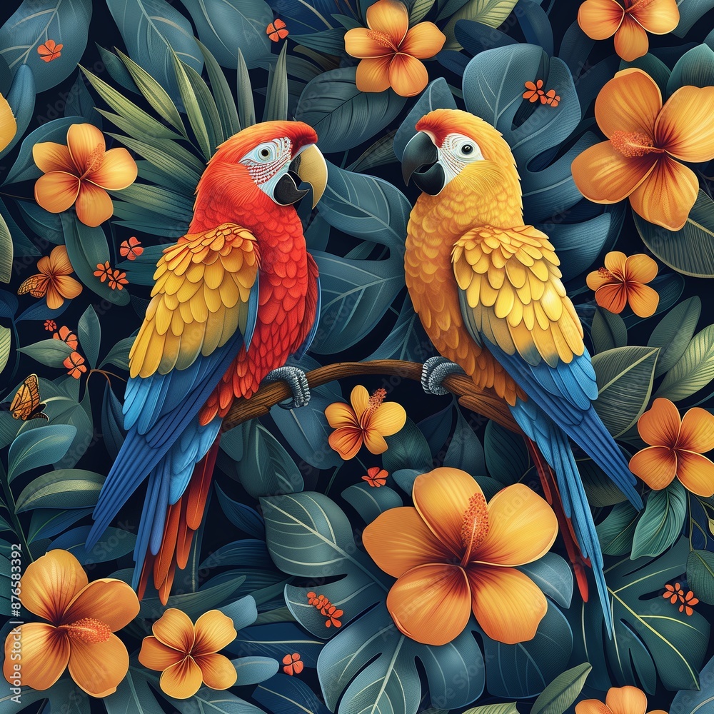 Fototapeta premium parrot on the branch