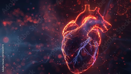 Glowing Human Heart with Bokeh Background