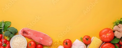 Carbohydraterich foods, dietary sources, flat design illustration photo