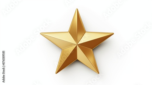 Golden Five-Pointed Star with Reflective Metallic Surface