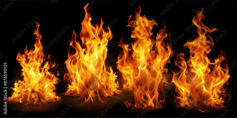 collection of flame isolated over black background collection of flame isolated over black background