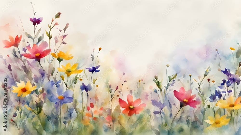 Obraz premium Watercolor wildflowers in soft colors create a dreamy and whimsical scene.