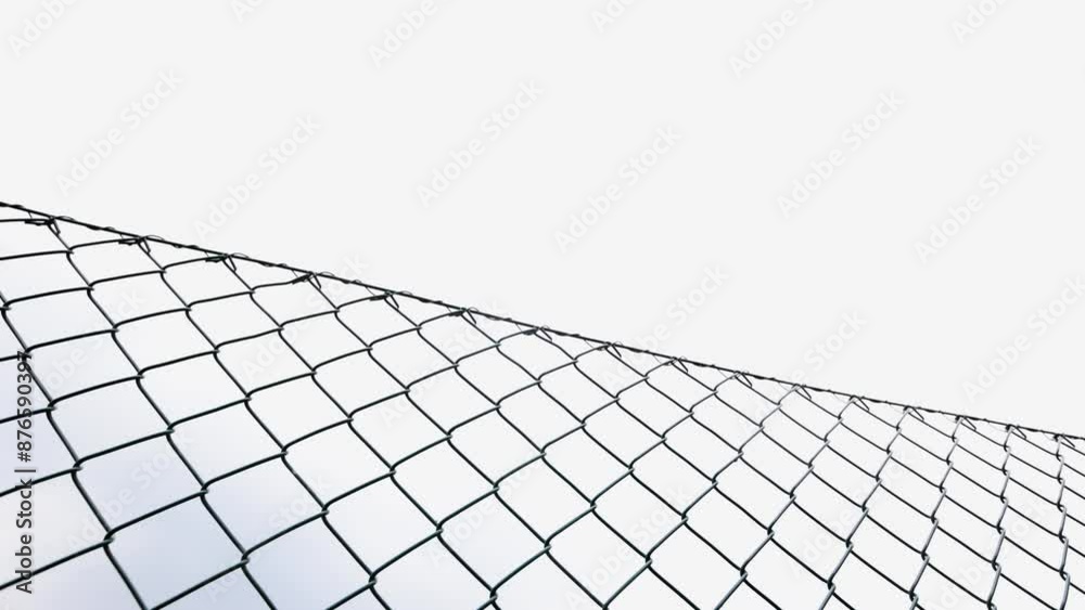 View through a wire mesh fence towards the sky View through a wire mesh fence towards the sky