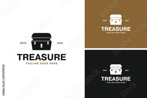 Treasure chest logo design vector illustration template idea