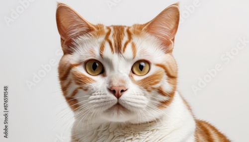 Closeup Portrait of a White and Orange Tabby Cat.