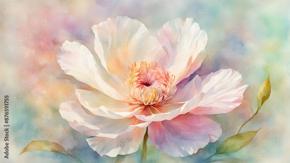 Watercolor Peony in Soft Pastel Hues Watercolor Peony in Soft Pastel Hues