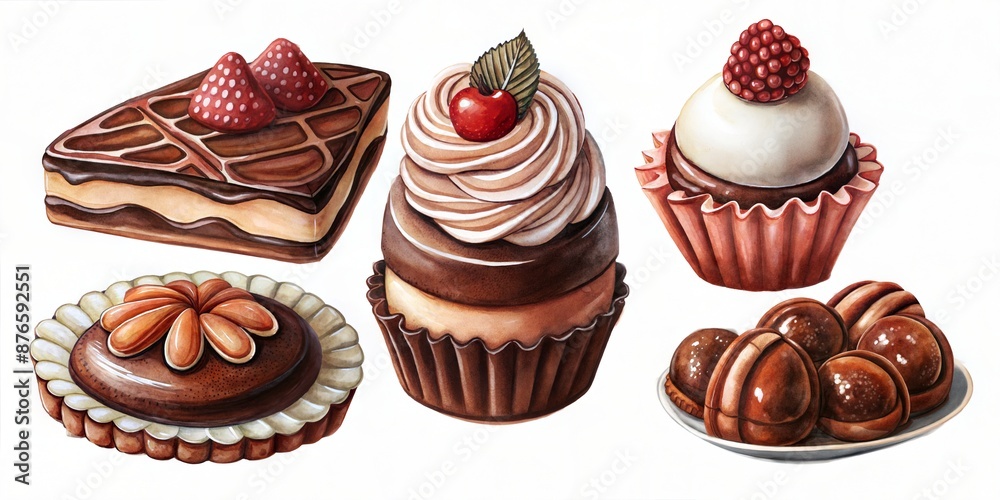 watercolor set of cakes watercolor set of cakes