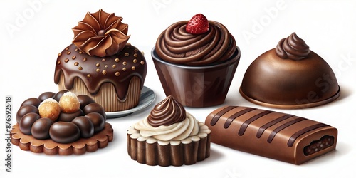 vector illustration of delicious sweets, chocolate, candies, cakes and chocolate