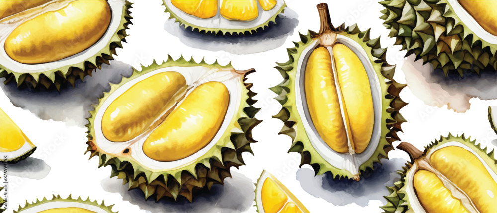 durian pattern background watercolor style3