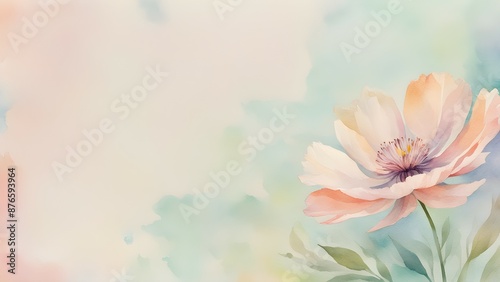 Gentle pastel watercolor floral background with a large soft pink flower.