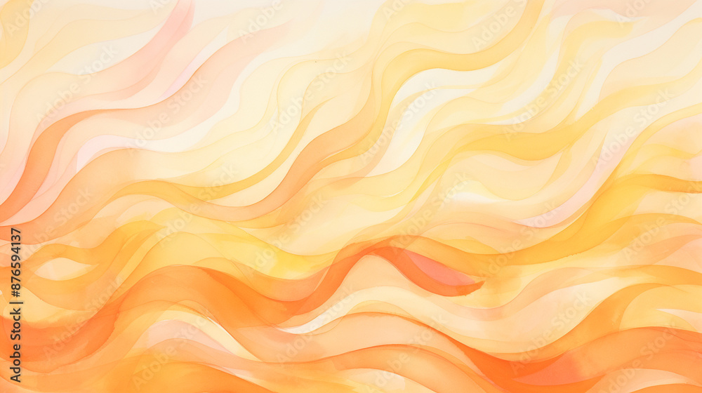 A wave with a yellow background. Watercolor painting style. A wave with a yellow background. Watercolor painting style.