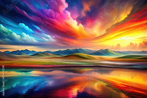  Layers of vibrant colors blending into an abstract landscape, Layers, abstract, colors, landscape